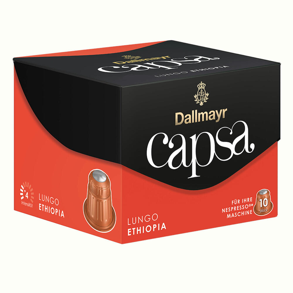 Dallmayr Capsa Lungo Ethiopia, Nespresso Kompatibel Kapsel, Kaffeekapsel, Röstkaffee, Kaffee, 20 Kapseln