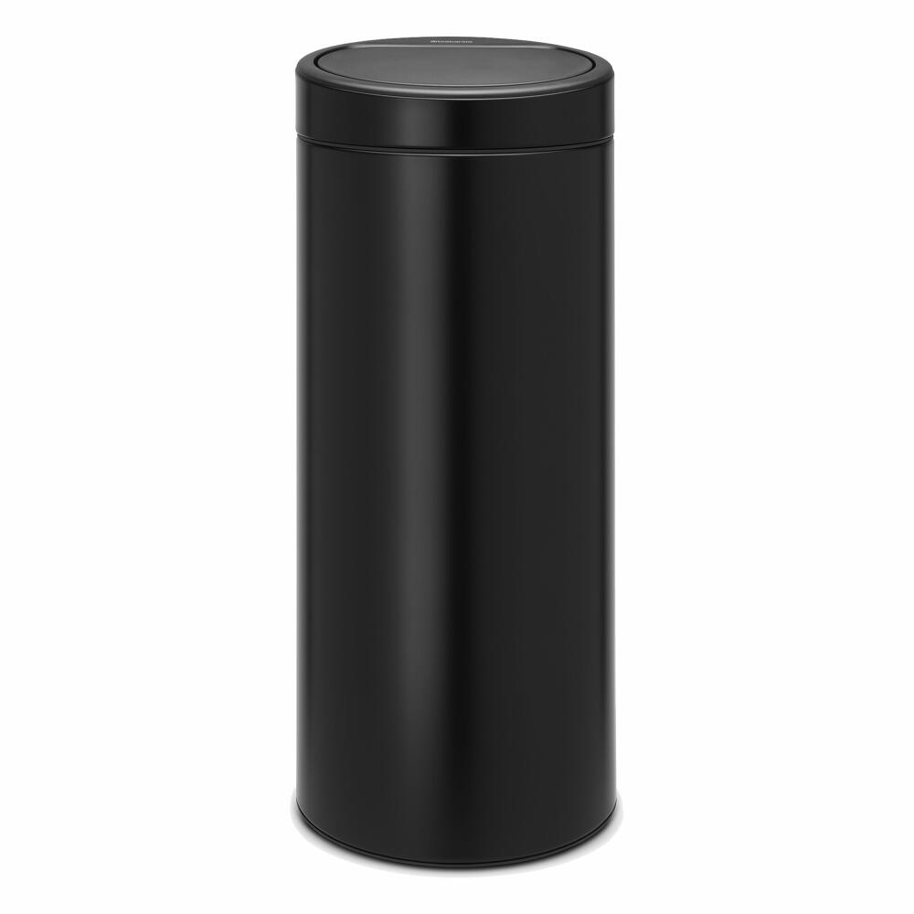 Brabantia Touch Bin, Mülleimer, Abfalleimer, Papierkorb in Matt Black, 30 Liter, 115301