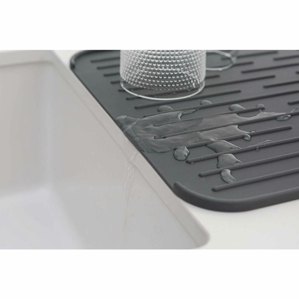 Brabantia Silicone Draining Mat, Dish Mat, Dish Rack, Plastic, Dark Grey, 117442