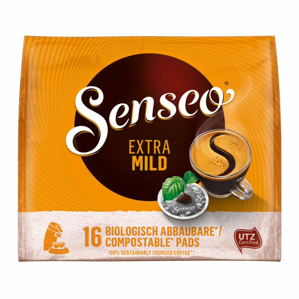 Senseo Coffee Pads Premium Set Extra Mild, Round &amp; Aromatic, Pack of 3, Coffee Pads, 16 Pads each, with Pad Container