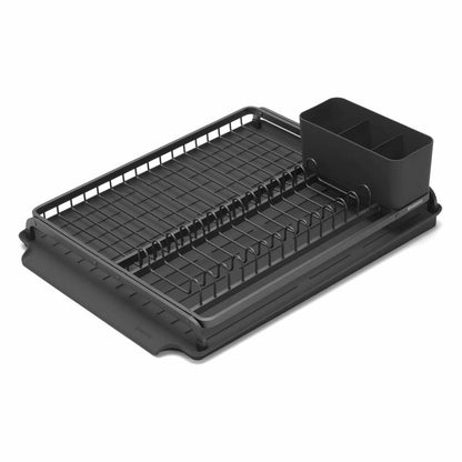 Brabantia draining rack, draining stand, draining basket, dish rack, plastic, dark grey, 117404