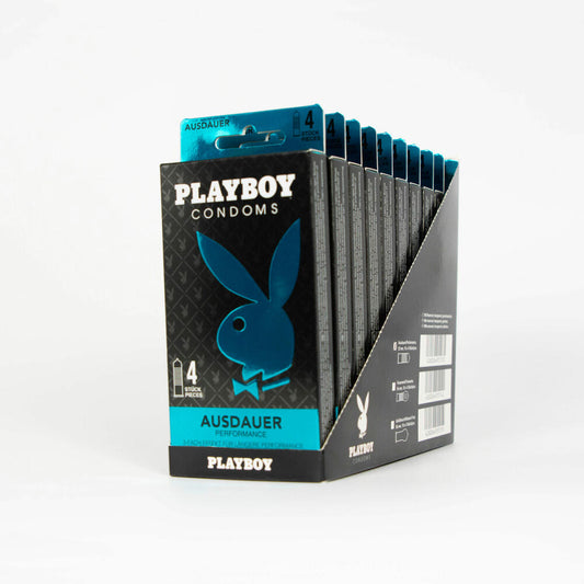 Playboy Condoms Kondome Ausdauer 10er Set, Verhütungsmittel, 3-fach Effekt, 52 mm, 10x4 Stück