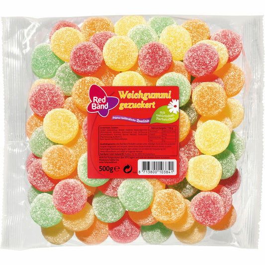 Red Band Weichgummi Gezuckert, Fruchtgummi, Weingummi, im Beutel, Tüte, 500 g