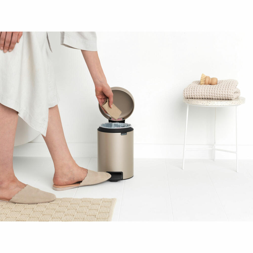 Brabantia NewIcon pedal bin, waste bin, trash can, steel, metallic gold, 3 L, 304408