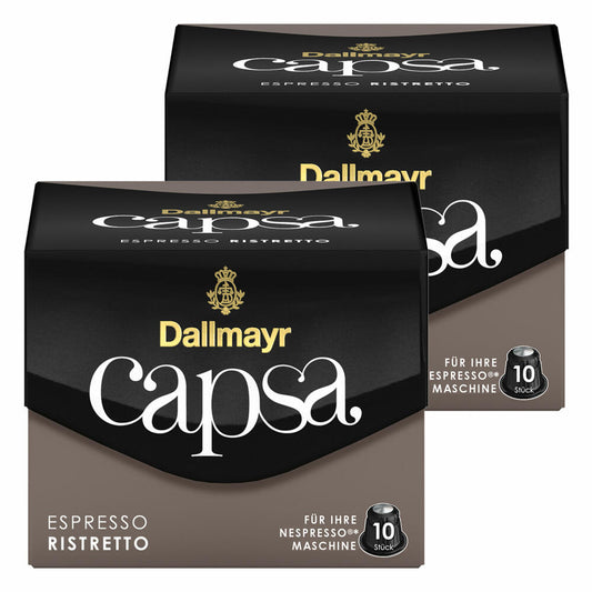 Dallmayr Capsa Espresso Ristretto, Nespresso Kompatibel Kapsel, Kaffeekapsel, Espressokapsel, Röstkaffee, Kaffee, 20 Kapseln