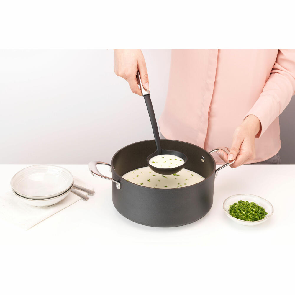 Brabantia ladle Profile, coated, cooking utensil, kitchen helper, steel, Matt Steel, 33.5 cm, 250620