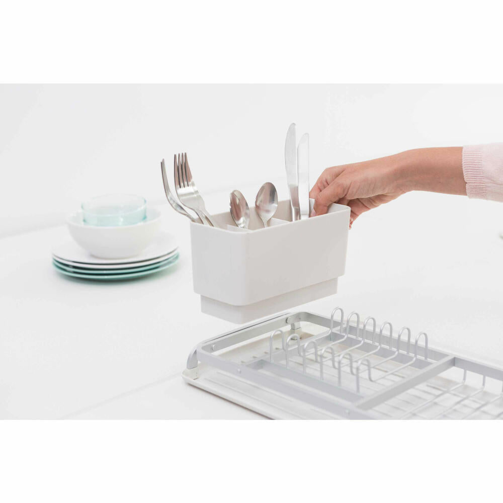 Brabantia Kompaktes Abtropfgestell, Abtropfständer, Abtropfkorb, Geschirrablage, Kunststoff, Light Grey, 117282