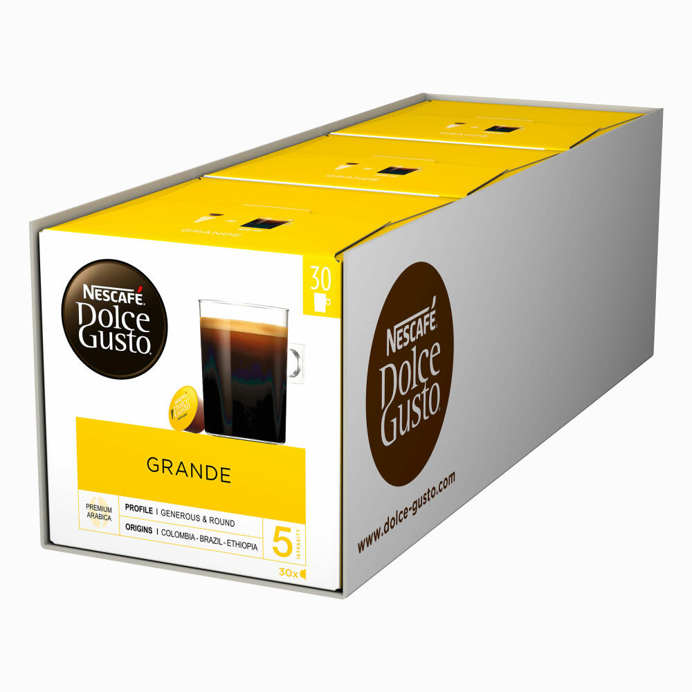 Nescafé Dolce Gusto Grande storage box, set of 3, coffee, cafe with crema, coffee capsules, 3 x 30 capsules
