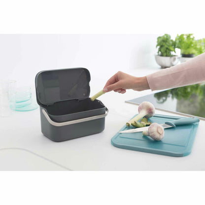 Brabantia Bio Eimer, Abfalleimer, Abfallbehälter, Komposteimer, Kunststoff, Dark Grey, 117541