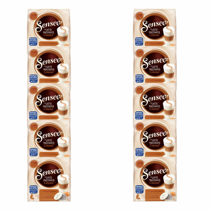 Senseo coffee pads Latte Macchiato Caramel, caramel flavor, cappuccino, coffee pad, relaunch, new design, 100 pads for 50 servings