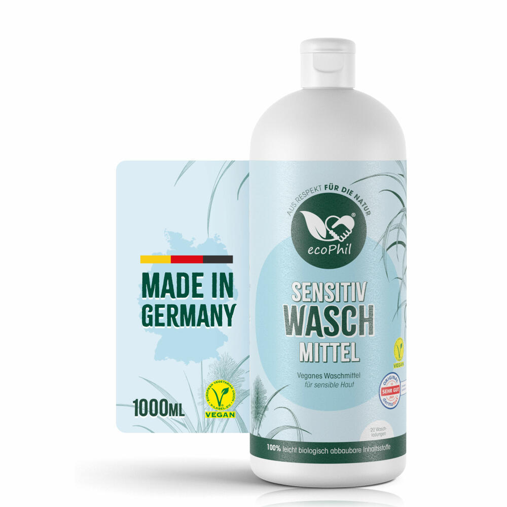 ecoPhil Sensitive detergent, gentle, suitable for allergy sufferers, for white and colored laundry, 1 L