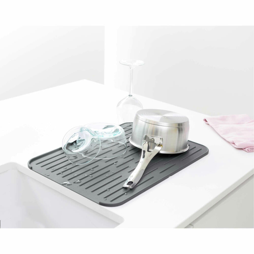 Brabantia Silicone Draining Mat, Dish Mat, Dish Rack, Plastic, Dark Grey, 117442
