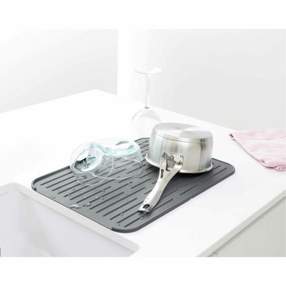 Brabantia Silicone Draining Mat, Dish Mat, Dish Rack, Plastic, Dark Grey, 117442