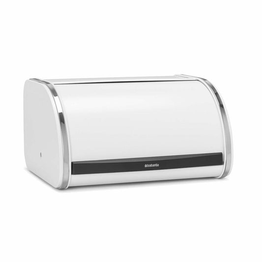 Brabantia Single Roll Bread Bin Fresh White, Bread Bin, Bread Box with Roll Door, Steel, White, 306044