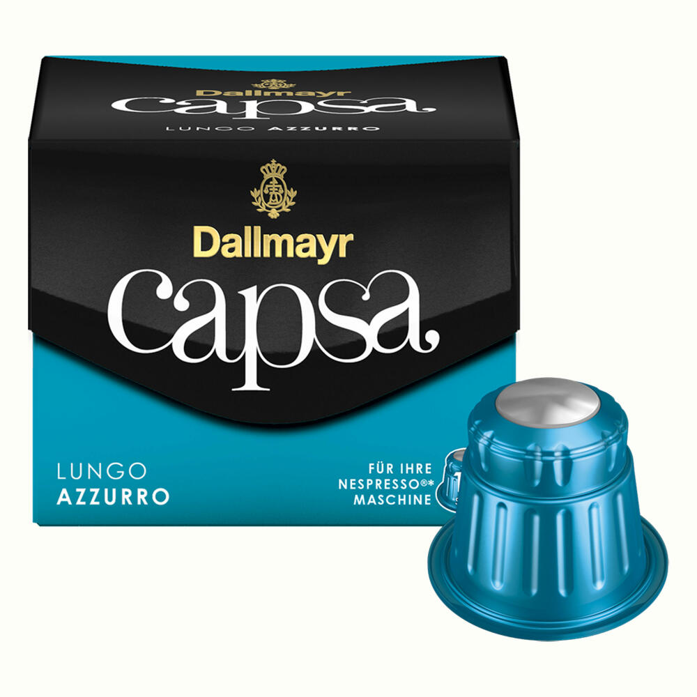 Dallmayr Capsa Lungo Azzurro, Nespresso Compatible Capsule, Coffee Capsule, Roasted Coffee, Coffee, 20 Capsules