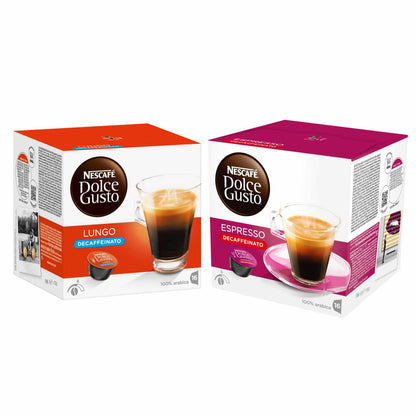 Nescafé Dolce Gusto Capsules Decaffeinated Set, Caffé Lungo and Espresso Decaffeinato