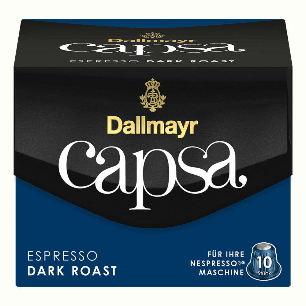 Dallmayr Capsa Espresso Dark Roast, Nespresso Kompatibel Kapsel, Kaffeekapsel, Espressokapsel, Röstkaffee, Kaffee, 30 Kapseln