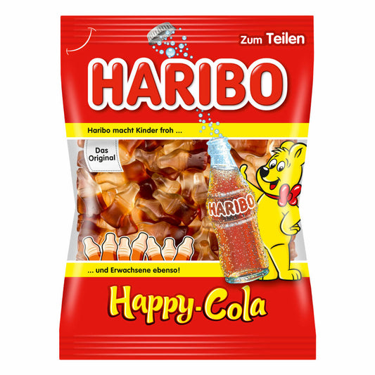 Haribo Happy Cola, 5-pack, gummy bears, wine gums, fruit gums, in bag, packet