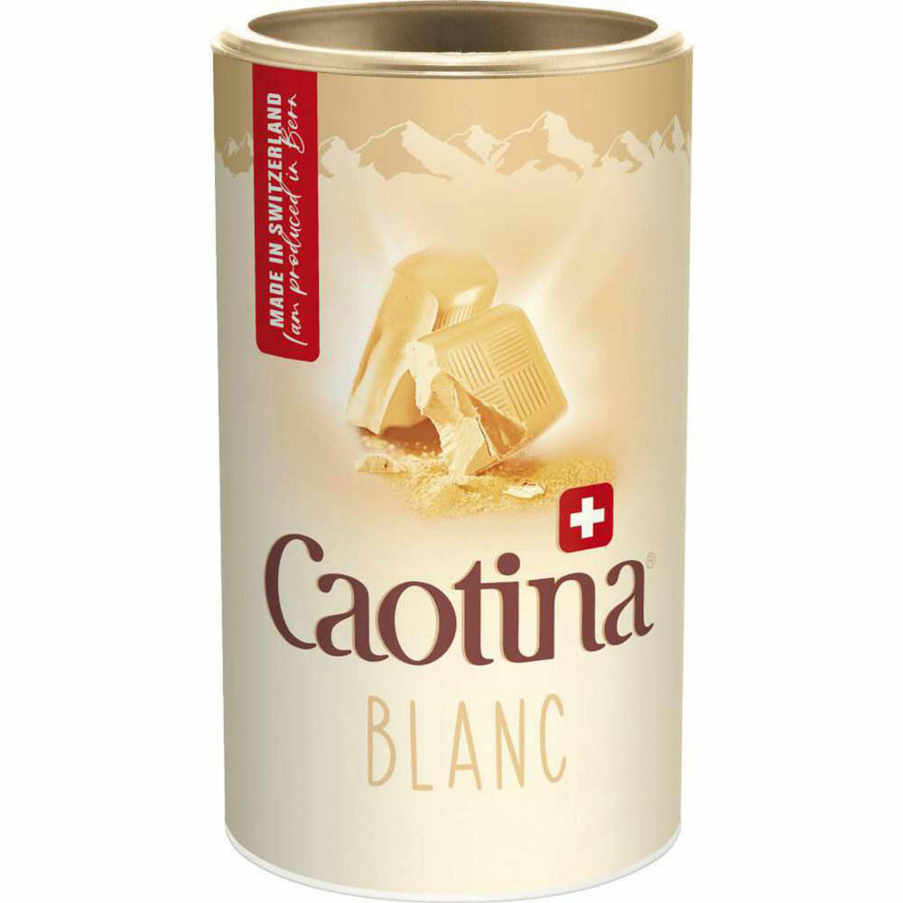 Caotina blanc, Kakao Pulver mit weißer Schweizer Schokolade, heiße Schokolade, Trinkschokolade, Dose, 500g