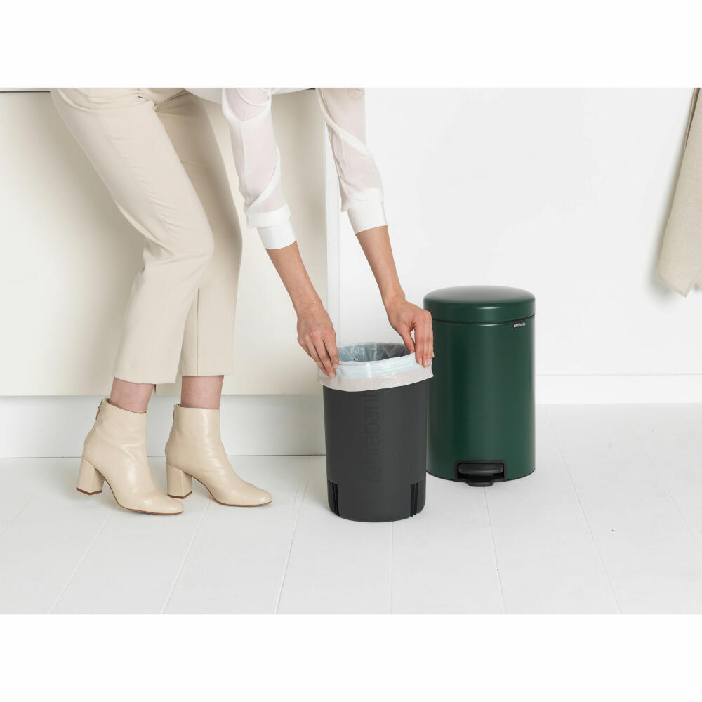 Brabantia Treteimer NewIcon, Abfalleimer, Mülleimer, Stahl, Pine Green, 12 L, 304040