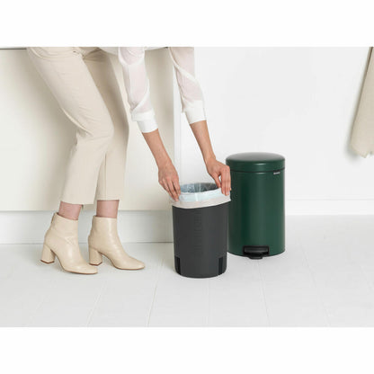 Brabantia Treteimer NewIcon, Abfalleimer, Mülleimer, Stahl, Pine Green, 12 L, 304040