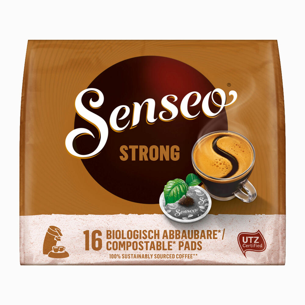 Senseo Kaffeepads Kräftig / Strong, Intensiver und Vollmundiger Geschmack, Kaffee, neues Design, 4er Pack, 4 x 16 Pads