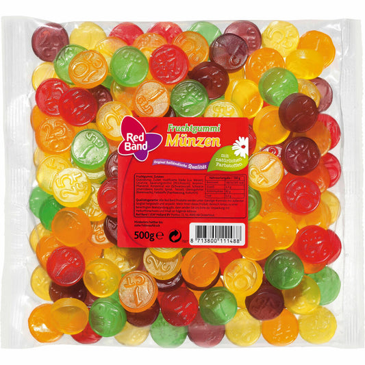 Red Band Fruchtgummi Münzen, Weingummi, im Beutel, Tüte, 500 g
