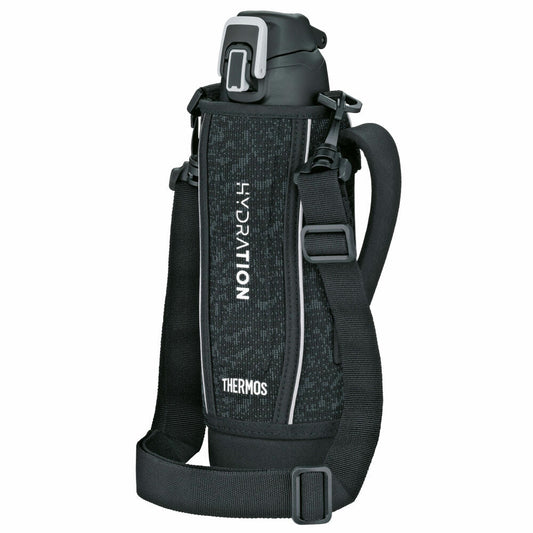 THERMOS Isolier-Trinkflasche ULTRALIGHT STRAP BOTTLE, Thermosflasche, Isoflasche, Flasche, Edelstahl, Charcoal Black Mat, 1 L, 4045232100