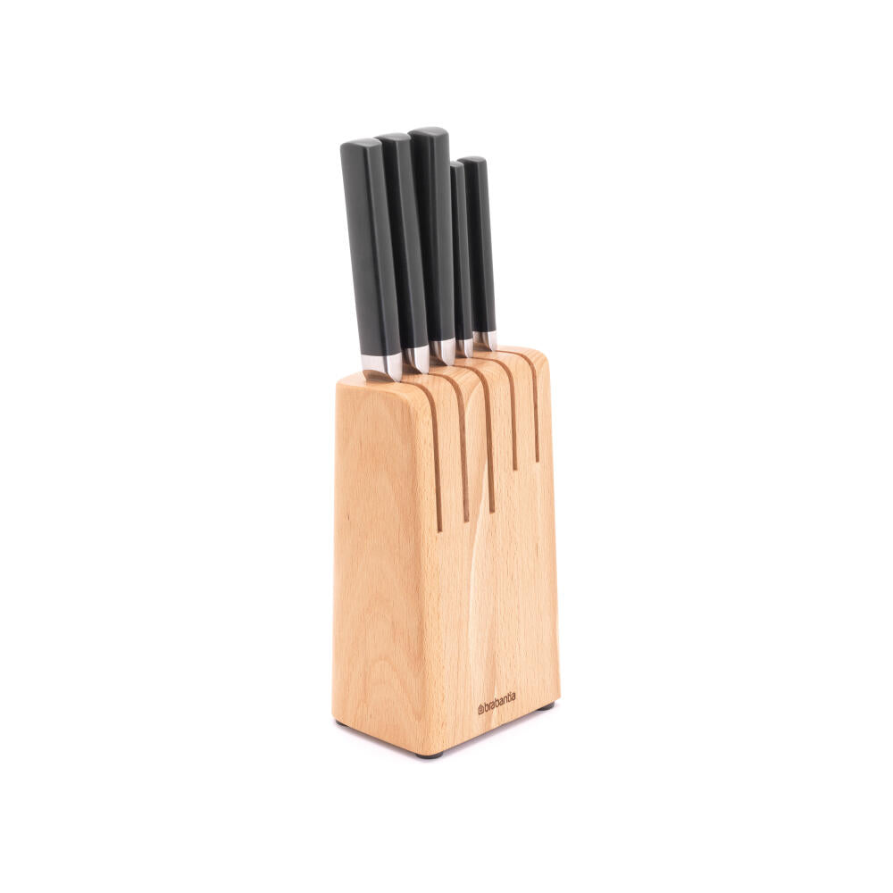 Brabantia Profile Messerblock mit 5 Messern, Holz, Matt Steel, 260483