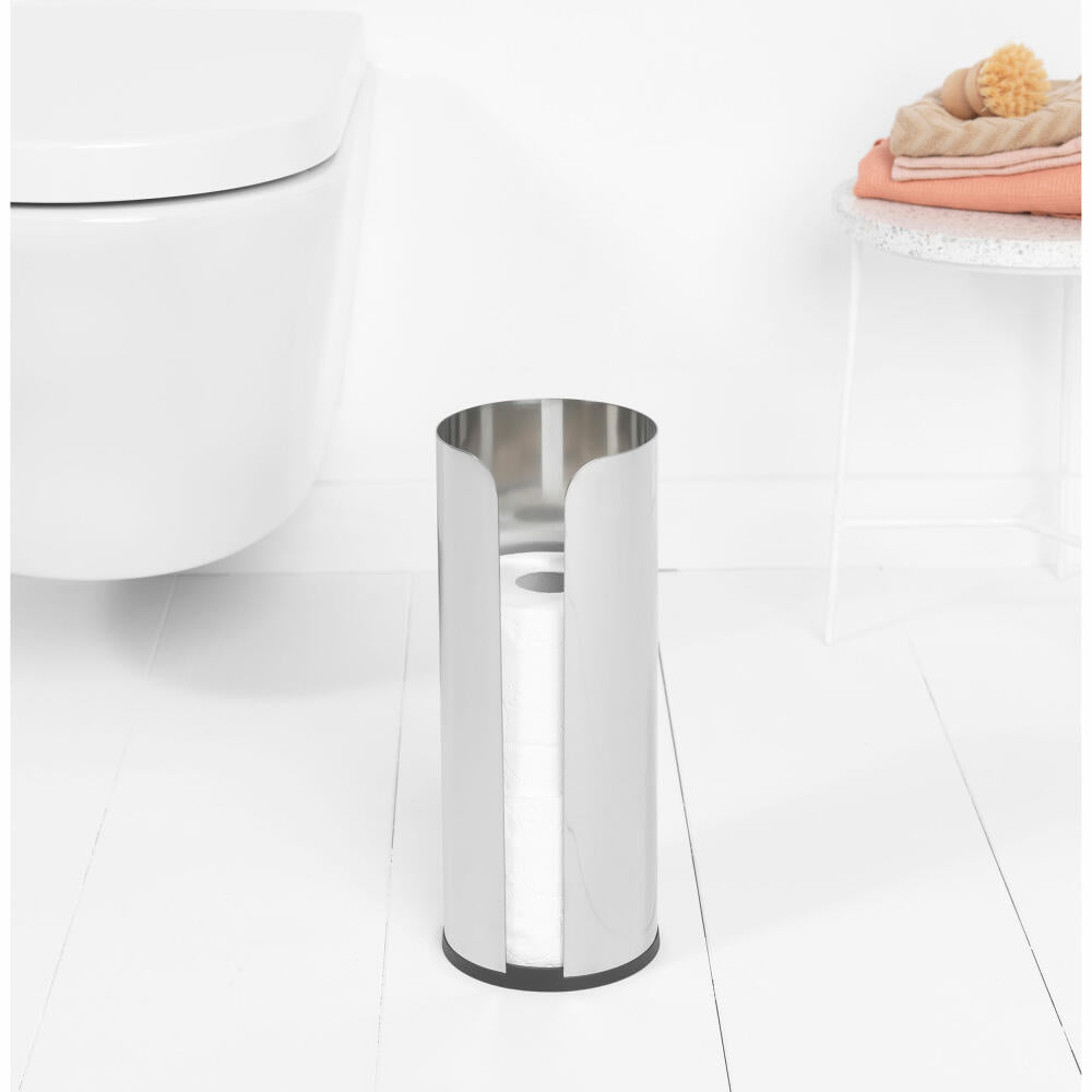 Brabantia Toilet Roll Dispenser ReNew, Steel, Plastic, Brilliant Steel, for 3 Rolls, 280580