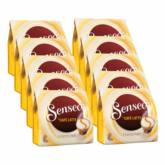 Senseo Kaffeepads Café Latte, Aromatischer Kaffee mit Cremig-milchigem Geschmack, 10 x 8 Pads