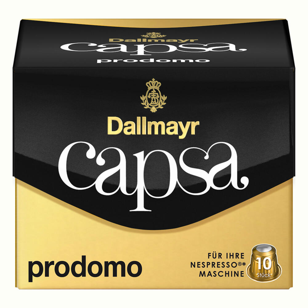 Dallmayr Capsa Prodomo, Nespresso Compatible Capsule, Coffee Capsule, Arabica Roasted Coffee, Coffee, 10 Capsules, 56 g