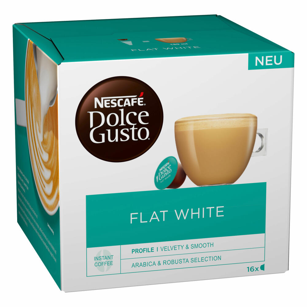 Nescafé Dolce Gusto Flat White, Latte, Milk Coffee, Coffee Capsule, 64 Capsules