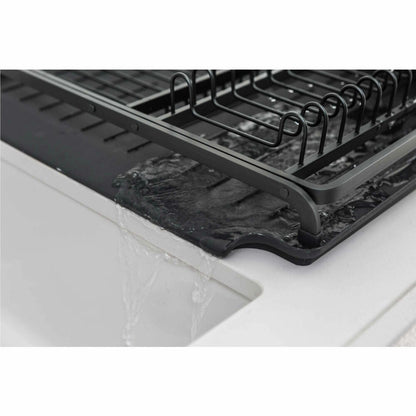 Brabantia draining rack, draining stand, draining basket, dish rack, plastic, dark grey, 117404