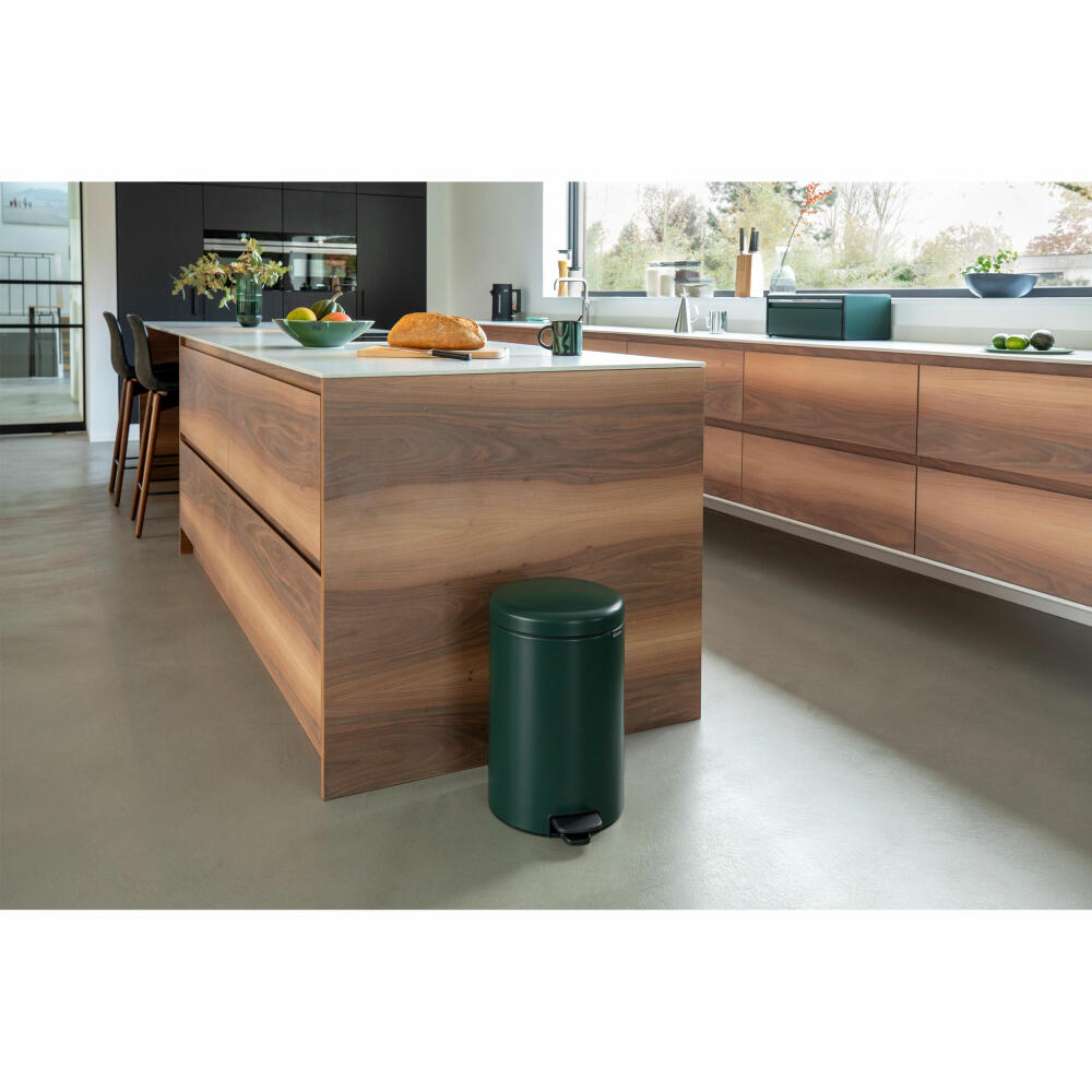 Brabantia Pedal Bin NewIcon, Waste Bin, Garbage Can, Steel, Pine Green, 20 L, 304064