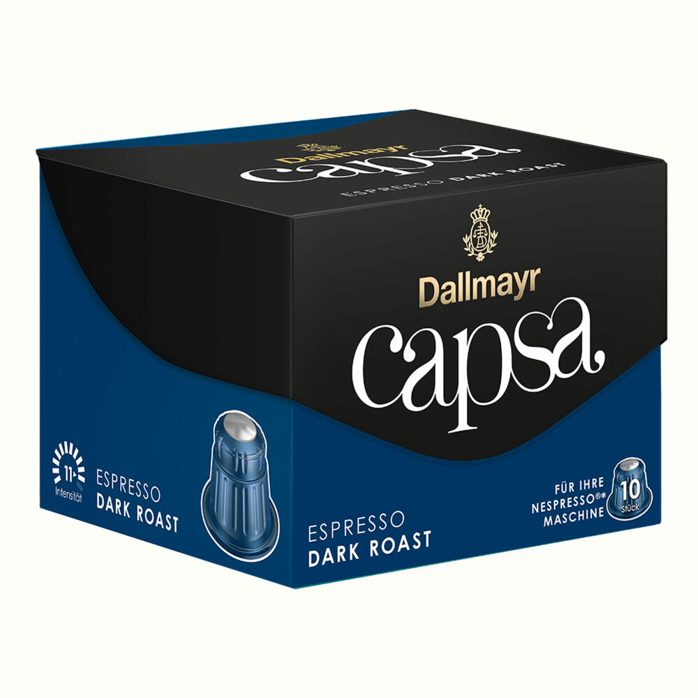 Dallmayr Capsa Espresso Dark Roast, Nespresso Kompatibel Kapsel, Kaffeekapsel, Espressokapsel, Röstkaffee, Kaffee, 30 Kapseln