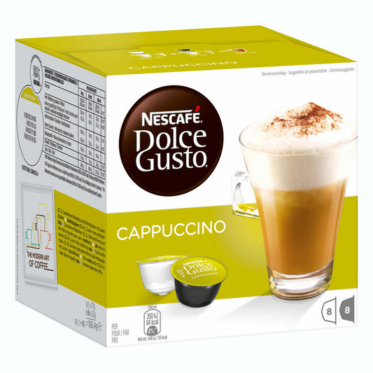 Nescafé Dolce Gusto Cappuccino, Milchkaffee, Kaffeekapsel, Kaffee, 16 Kapseln (8 Portionen)