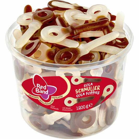 Red Band Cola Schnuller, Fruchtgummi, Weingummi, Dose, 100 Stück, 1.2 kg