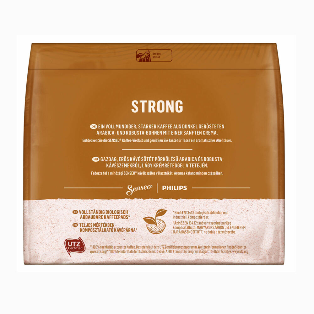 Senseo Kaffeepads Kräftig / Strong, Intensiver und Vollmundiger Geschmack, Kaffee, neues Design, 4er Pack, 4 x 16 Pads