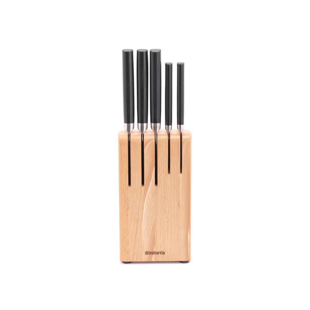 Brabantia Profile Messerblock mit 5 Messern, Holz, Matt Steel, 260483