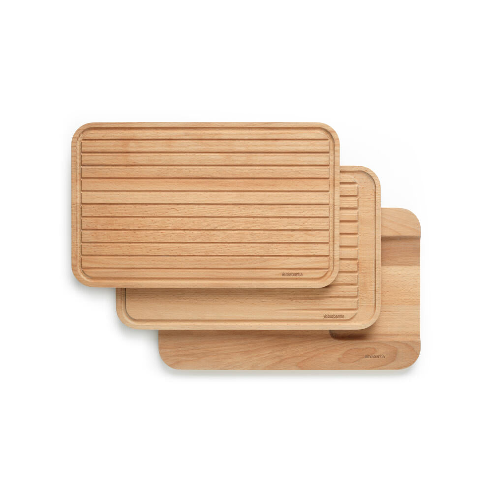 Brabantia Profile Schneidebrett 3er Set, Schneideunterlage, Holz, Wood, 40 x 25 cm, 260780