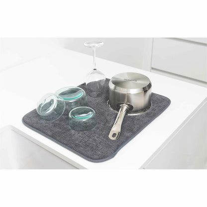 Brabantia Microfiber Drying Mat, Dish Mat, Dish Rack, Microfiber, Dark Grey, 117626