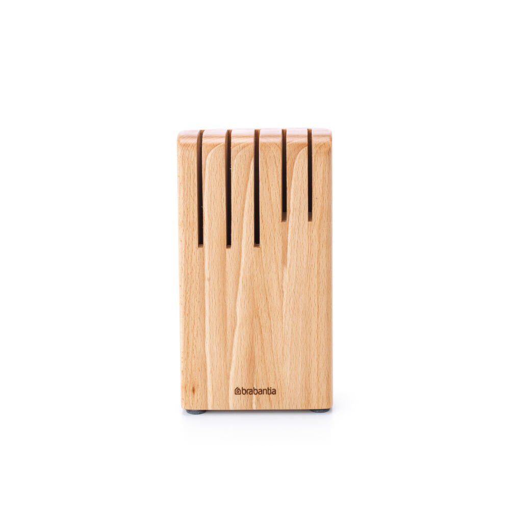 Brabantia Profile wooden knife block, wood, matt steel, for 5 knives, 260469