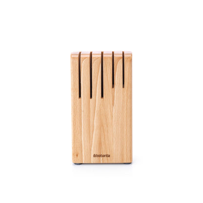 Brabantia Profile wooden knife block, wood, matt steel, for 5 knives, 260469
