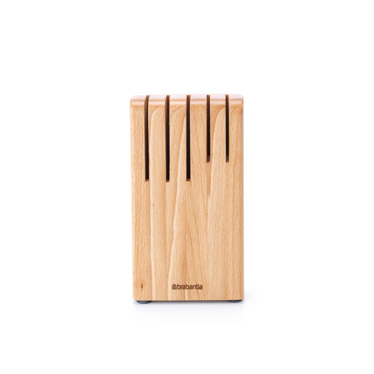 Brabantia Profile wooden knife block, wood, matt steel, for 5 knives, 260469