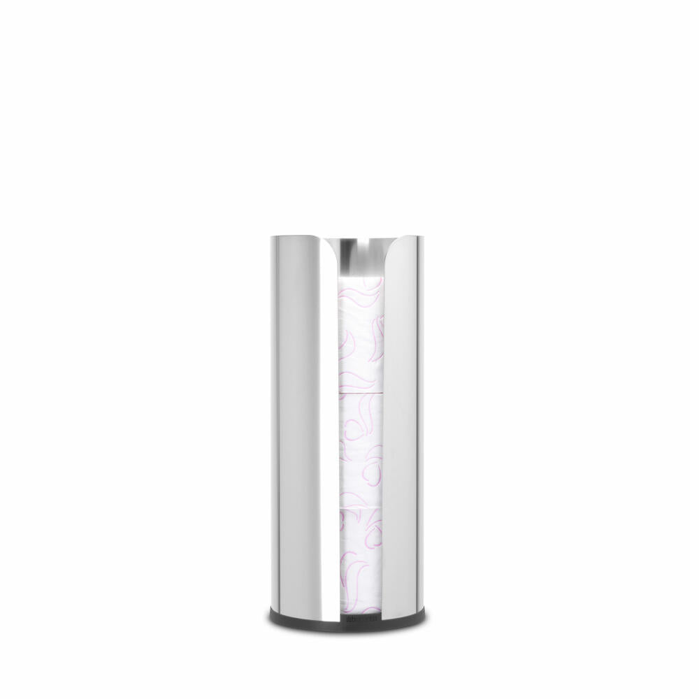 Brabantia Toilet Roll Dispenser ReNew, Steel, Plastic, Brilliant Steel, for 3 Rolls, 280580
