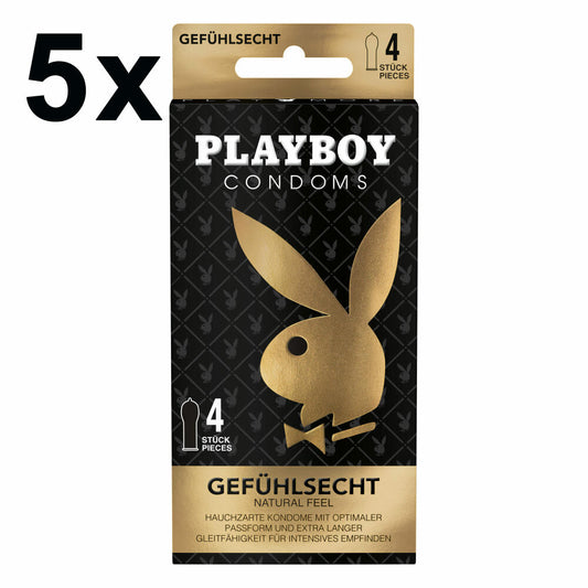 Playboy Condoms Kondome Gefühlsecht 5er Set, Verhütungsmittel, Intensiv, 56 mm, 5 x 4 Stück