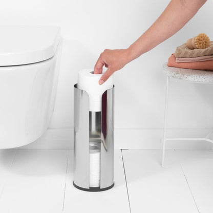 Brabantia Toilet Roll Dispenser ReNew, Steel, Plastic, Brilliant Steel, for 3 Rolls, 280580