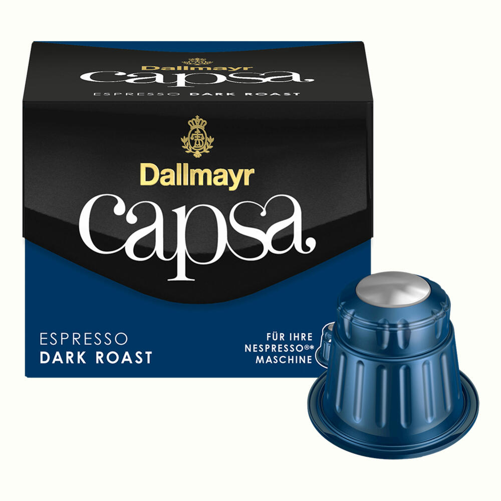 Dallmayr Capsa Espresso Dark Roast, Nespresso Kompatibel Kapsel, Kaffeekapsel, Espressokapsel, Röstkaffee, Kaffee, 30 Kapseln
