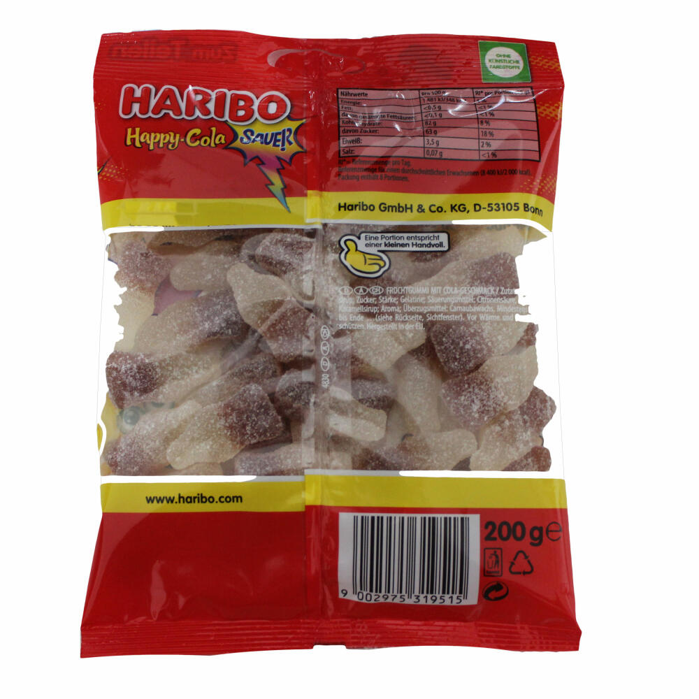 Haribo Happy Cola Lemon Fresh, 3er Pack, Gummibärchen, Weingummi, Fruchtgummi, Im Beutel, Tüte, 200 g